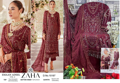 Emaan Adeel Vol 4-10185-10186-10187 Zaha Georgette Pakistani Salwar Suits