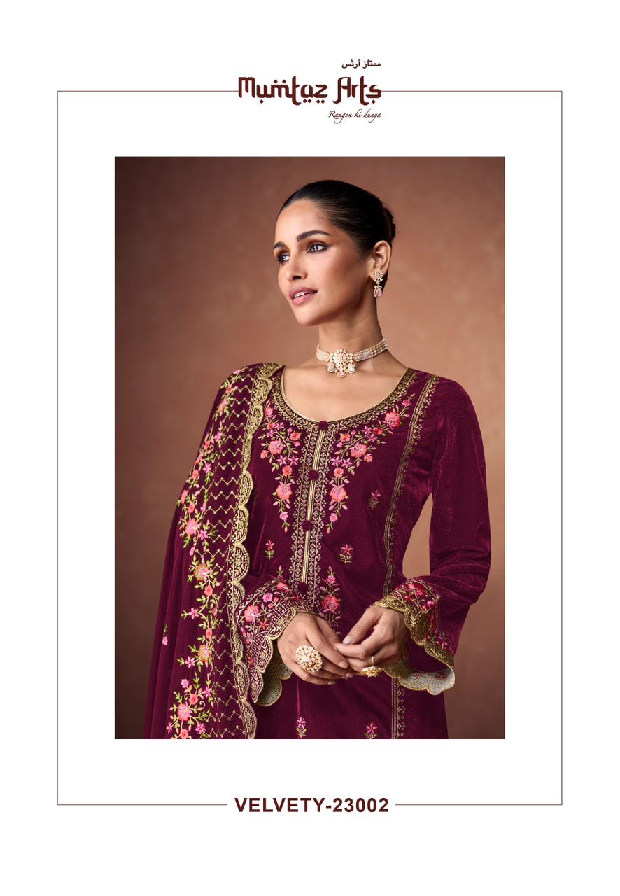 Embroidered Mumtaz Arts Velvet Suits