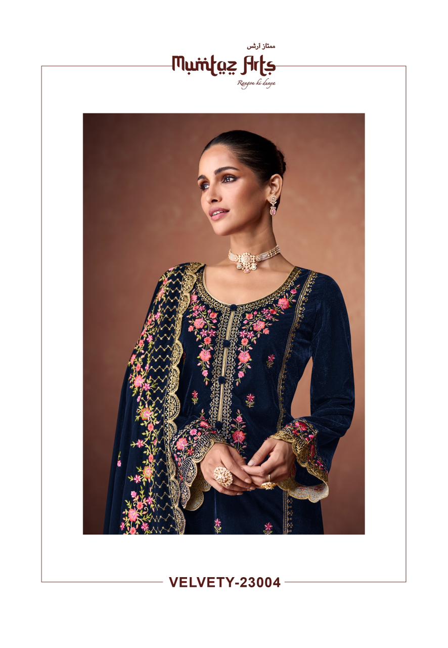 Embroidered Mumtaz Arts Velvet Suits