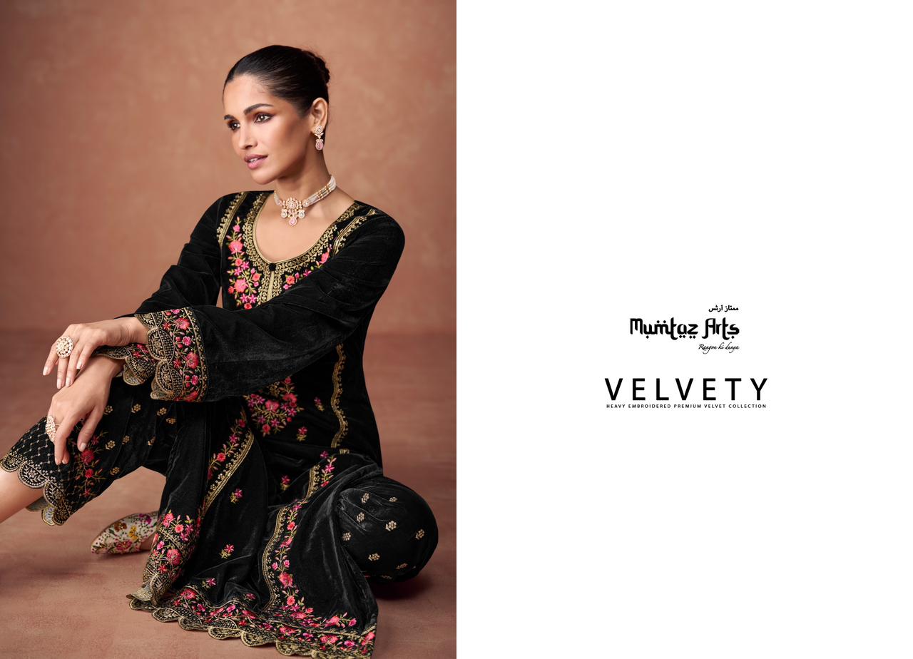 Embroidered Mumtaz Arts Velvet Suits