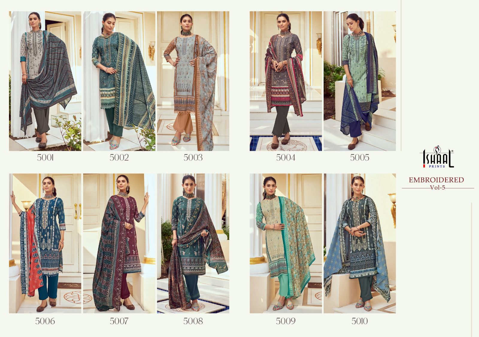 Embroidered Vol 5 Ishaal Prints Lawn Karachi Salwar Suits