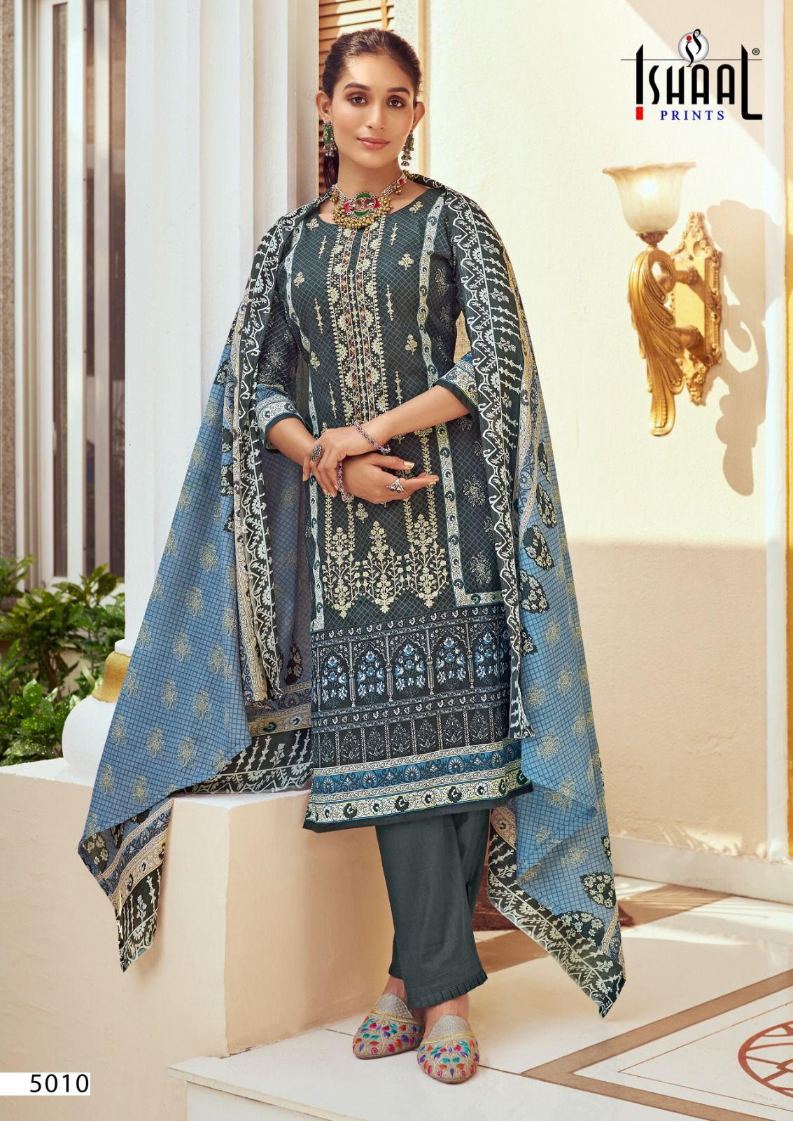 Designer cotton karachi suit with patch embroidery work
