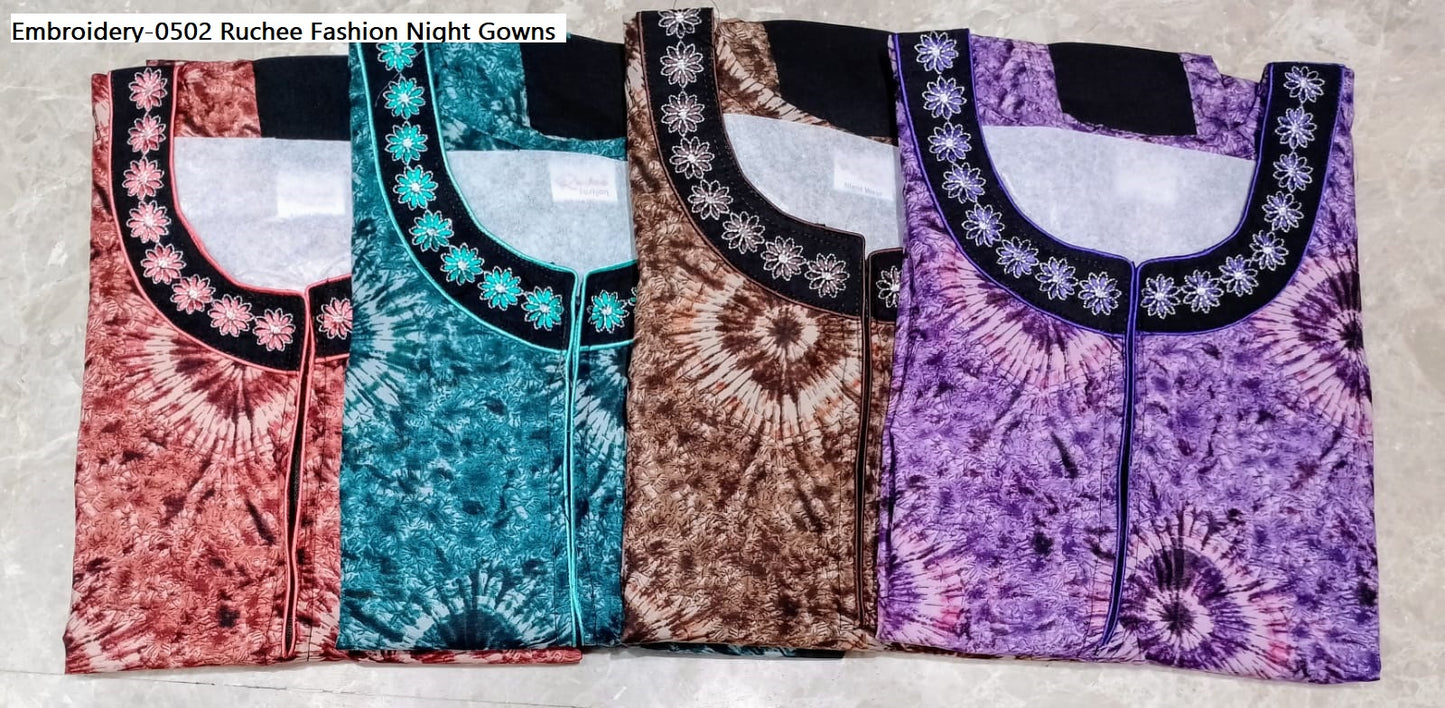 Embroidery-0502 Ruchee Fashion Night Gowns