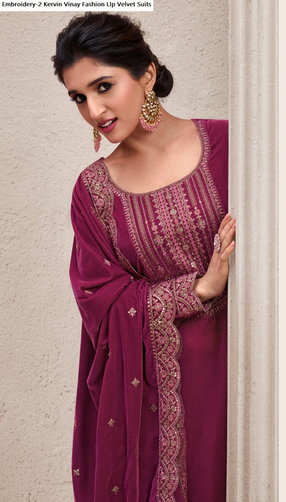 Embroidery-2 Kervin Vinay Fashion Llp Velvet Suits
