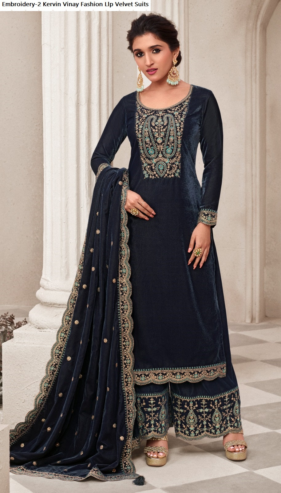 Embroidery-2 Kervin Vinay Fashion Llp Velvet Suits