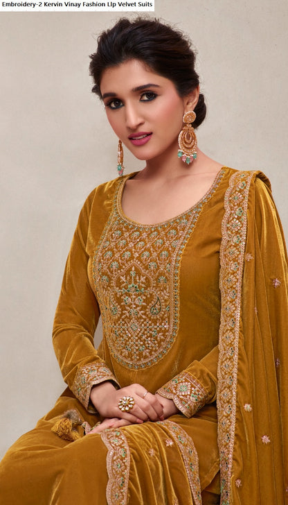 Embroidery-2 Kervin Vinay Fashion Llp Velvet Suits