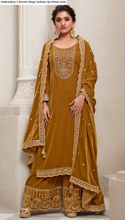 Embroidery-2 Kervin Vinay Fashion Llp Velvet Suits