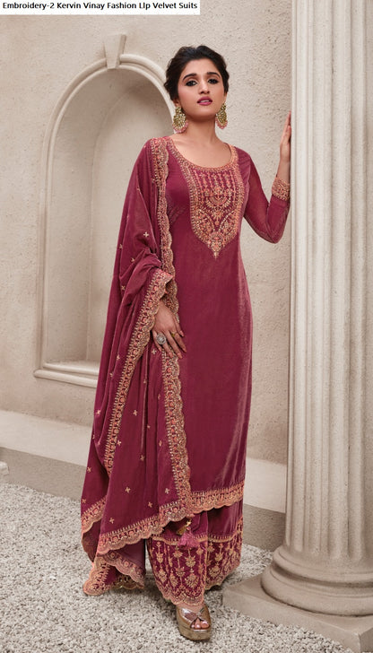 Embroidery-2 Kervin Vinay Fashion Llp Velvet Suits