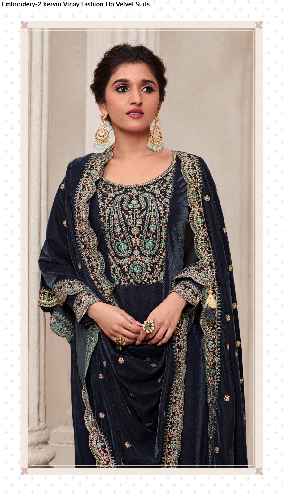 Embroidery-2 Kervin Vinay Fashion Llp Velvet Suits