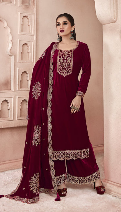 Embroidery 3 Kervin Vinay Fashion Llp Velvet Suits