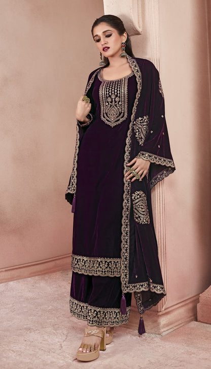 Embroidery 3 Kervin Vinay Fashion Llp Velvet Suits