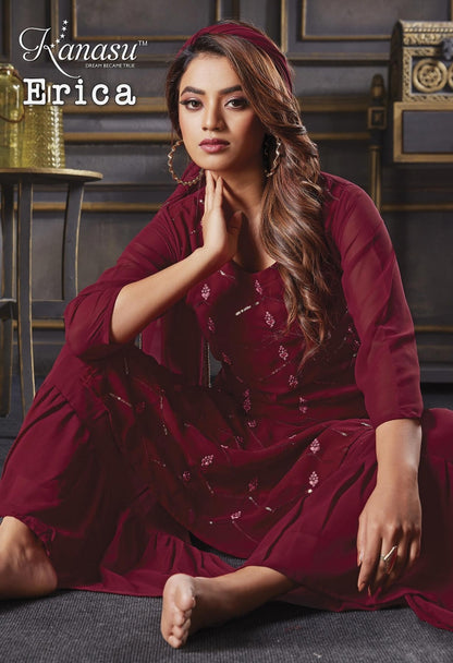 Erica Kanasu Georgette Readymade Sharara Suits