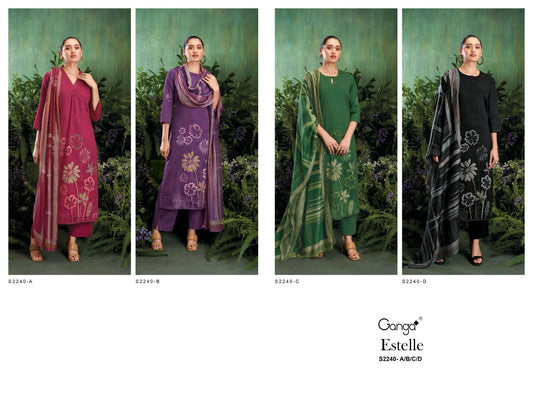 Estelle 2240 Ganga Cotton Silk Plazzo Style Suits