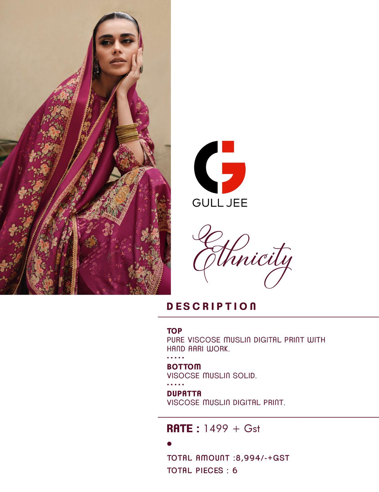 Ethnicity Gull Jee Viscose Muslin Pant Style Suits