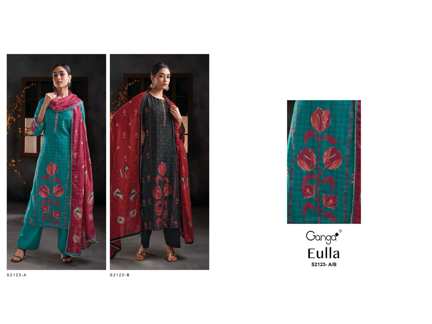 Eulla 2123 Ganga Bemberg Silk Plazzo Style Suits
