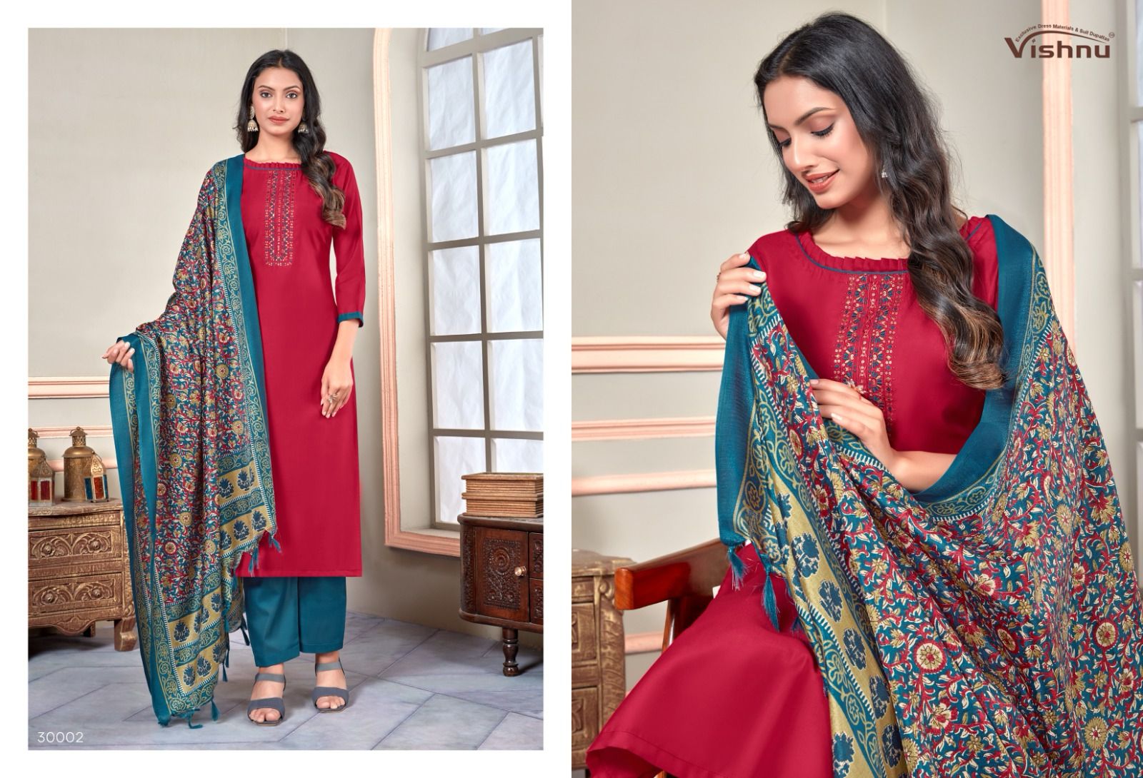Evanka Vol 6 Vishnu Impex Roman Silk Pant Style Suits