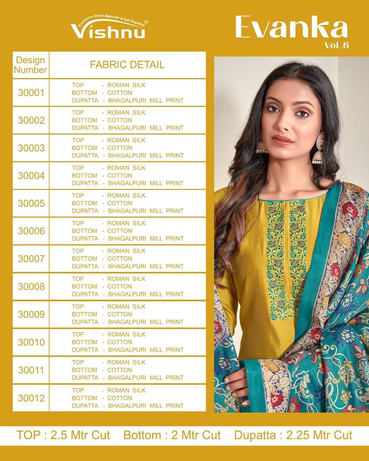 Evanka Vol 6 Vishnu Impex Roman Silk Pant Style Suits