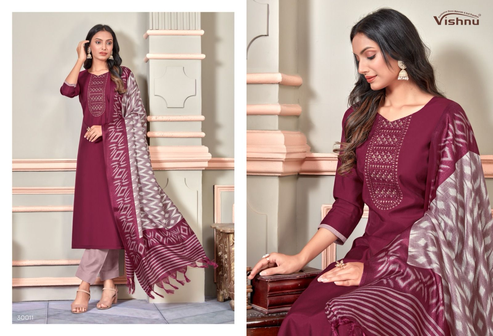 Evanka Vol 6 Vishnu Impex Roman Silk Pant Style Suits