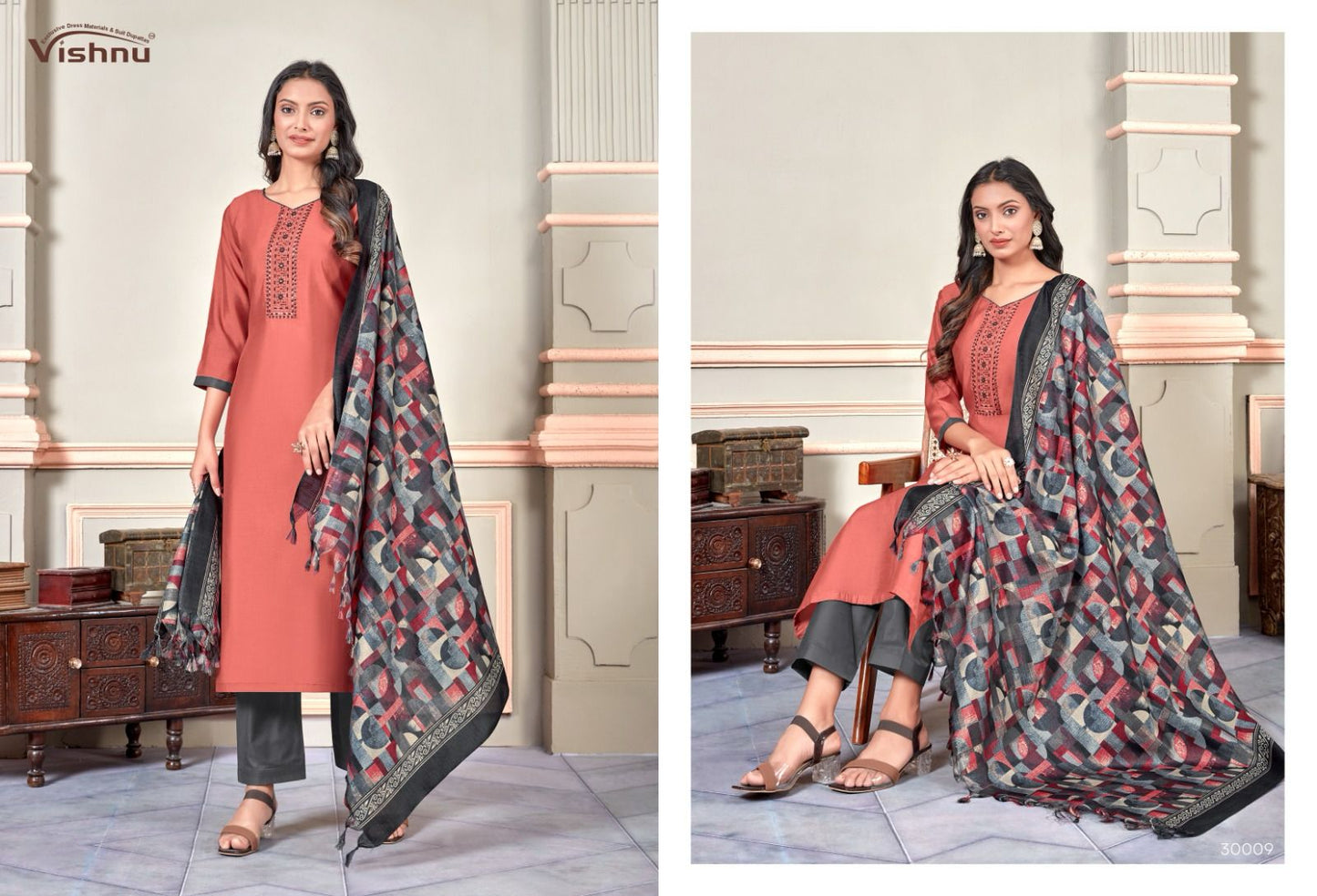 Evanka Vol 6 Vishnu Impex Roman Silk Pant Style Suits