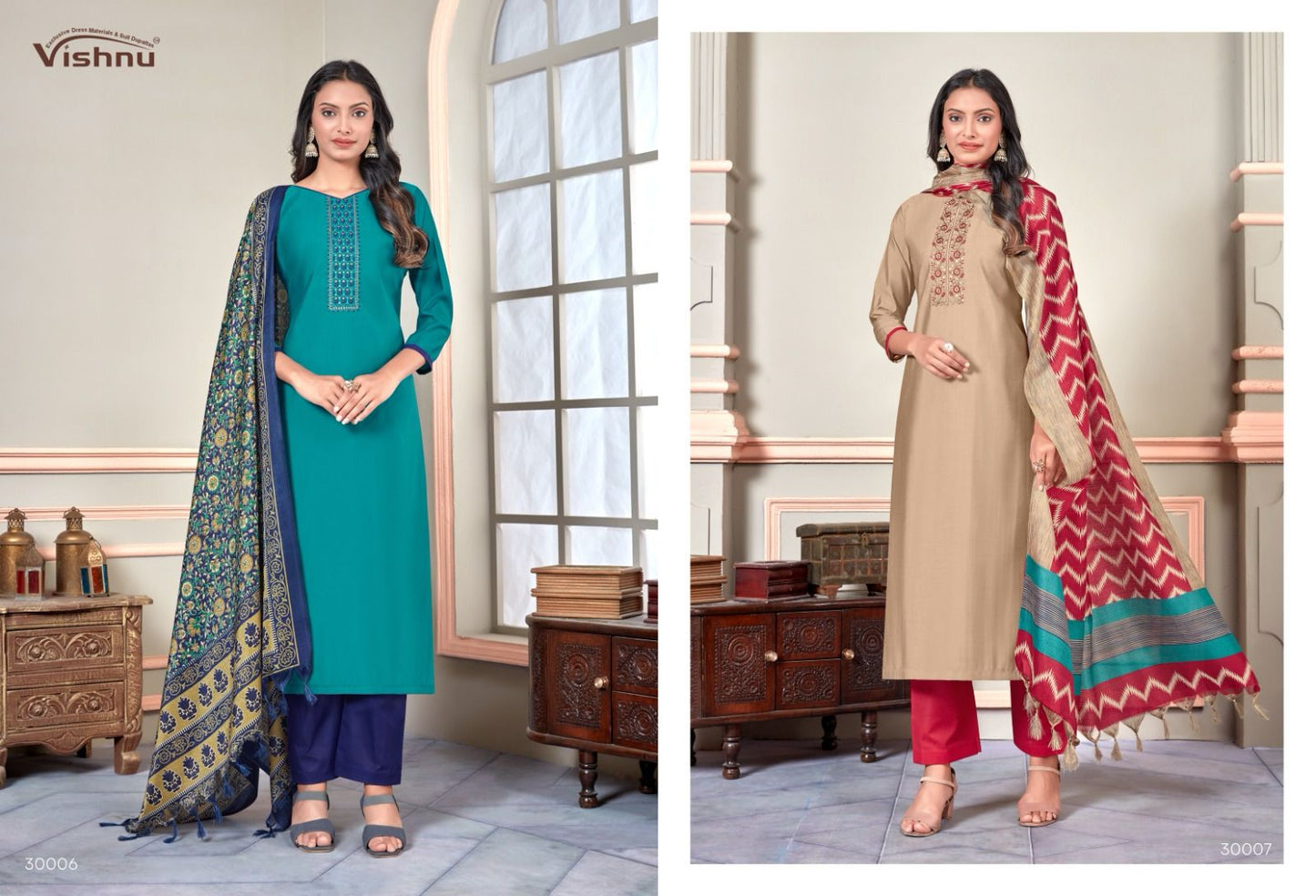 Evanka Vol 6 Vishnu Impex Roman Silk Pant Style Suits