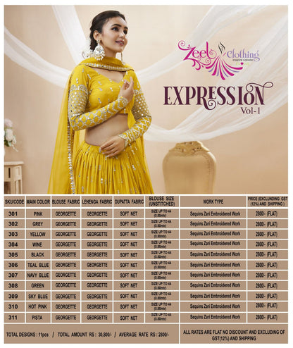 Expression Vol 1 Zeel Georgette Lehenga Choli