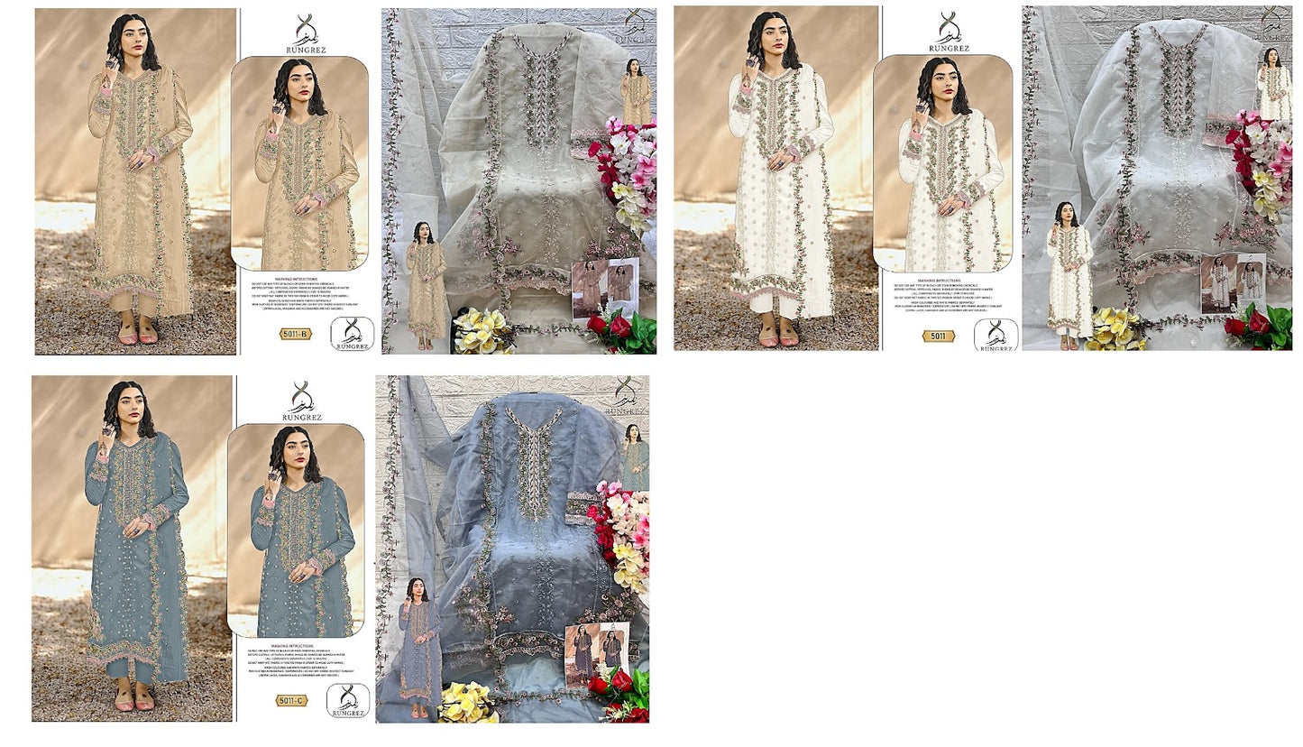 5011 Rungrez Organza Pakistani Salwar Suits