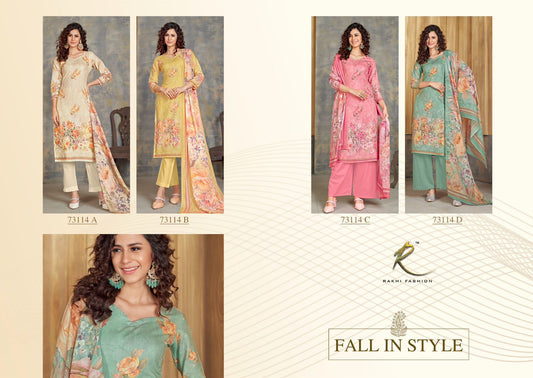Fall In Style Rakhi Fashion Cotton Plazzo Style Suits