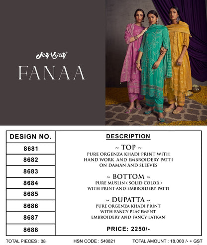 Fanaa Jay Vijay Organza Pant Style Suits