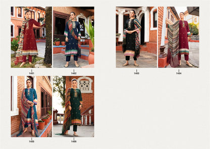 Fantasy Gold Glitter Rupali Jaam Satin Plazzo Style Suits