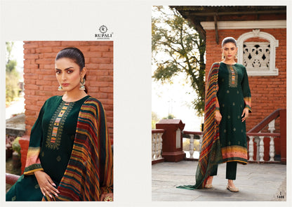 Fantasy Gold Glitter Rupali Jaam Satin Plazzo Style Suits