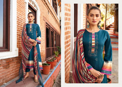 Fantasy Gold Glitter Rupali Jaam Satin Plazzo Style Suits