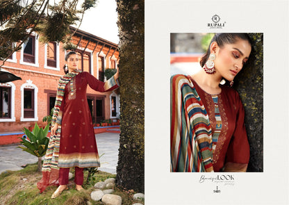 Fantasy Gold Glitter Rupali Jaam Satin Plazzo Style Suits