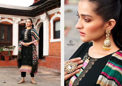 Fantasy Gold Glitter Rupali Jaam Satin Plazzo Style Suits