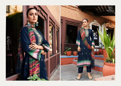 Fantasy Gold Glitter Rupali Jaam Satin Plazzo Style Suits