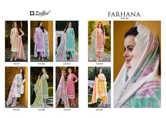Farhana Vol 2 Zulfat Designer Pure Cotton Pant Style Suits