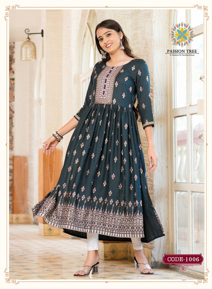 Fashion Bella Vol 1 Passion Tree Rayon Naira Cut Kurtis