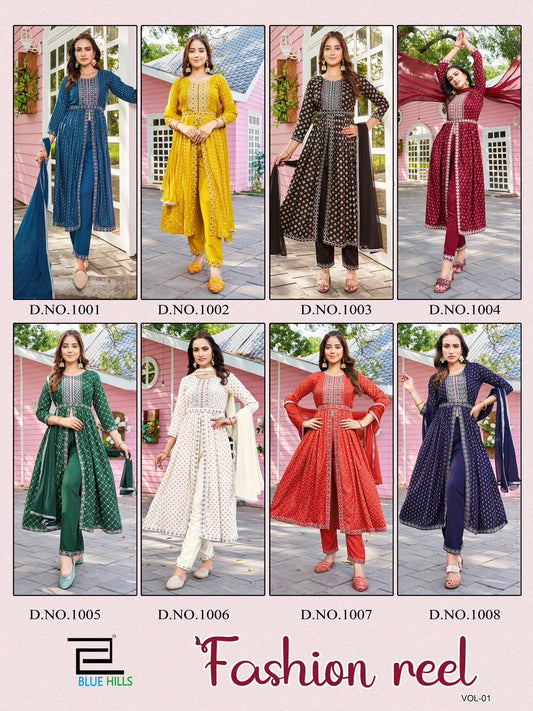 Fashion Reel Blue Hills Rayon Readymade Pant Style Suits