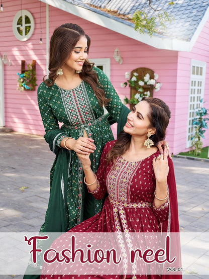 Fashion Reel Blue Hills Rayon Readymade Pant Style Suits