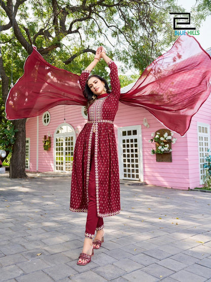 Fashion Reel Blue Hills Rayon Readymade Pant Style Suits