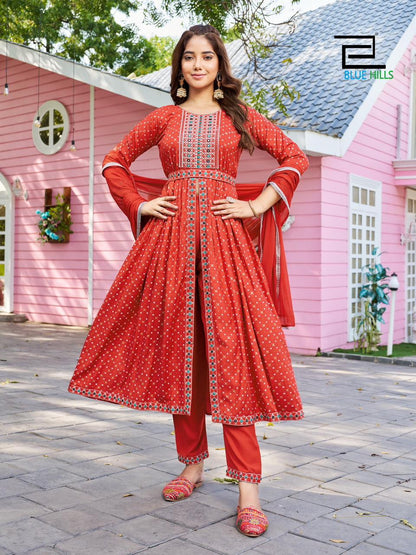 Fashion Reel Blue Hills Rayon Readymade Pant Style Suits