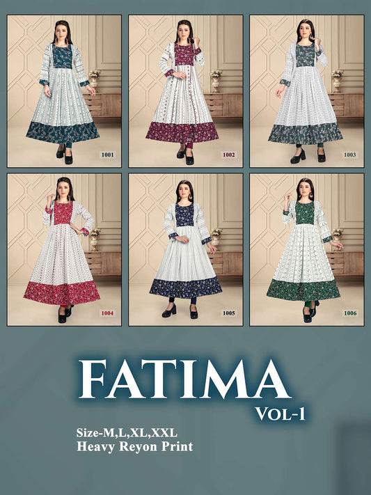 Fatima Vol 1 Kavinay Rayon Anarkali Kurtis