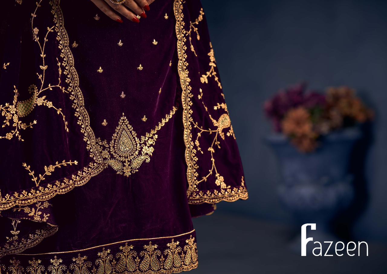 Fazeen Sargam Prints Fancy Velvet Suits