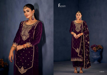 Fazeen Sargam Prints Fancy Velvet Suits