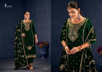 Fazeen Sargam Prints Fancy Velvet Suits