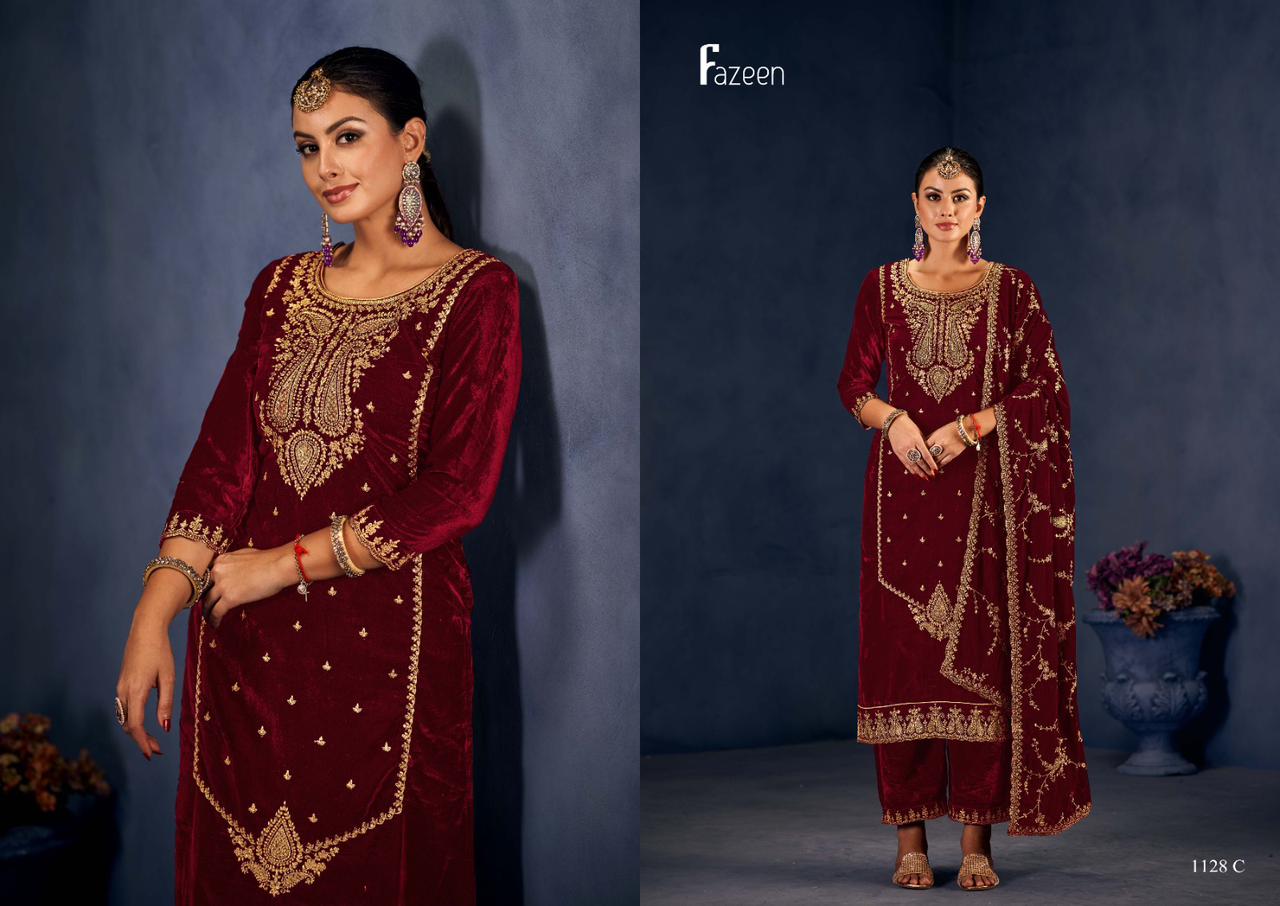Fazeen Sargam Prints Fancy Velvet Suits