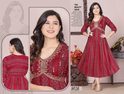 Femflair Mlm Kalash Lifestyle Rayon 14Kg Anarkali Kurtis
