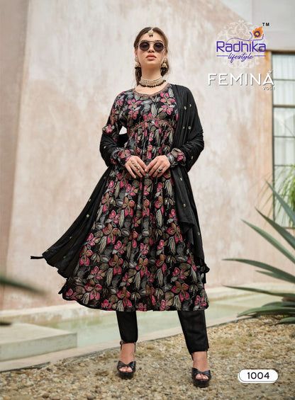Femina Vol 1 Radhika Lifestyle Chinon Readymade Pant Style Suits
