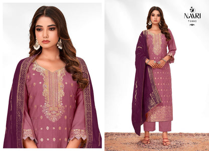 Ferari Naari Muslin Jacquard Pant Style Suits