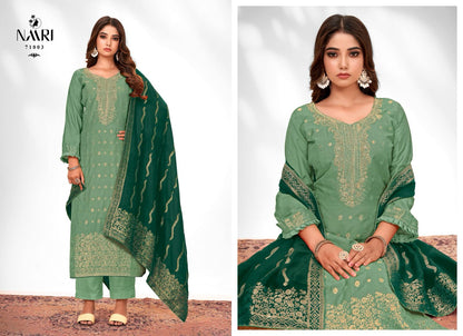Ferari Naari Muslin Jacquard Pant Style Suits