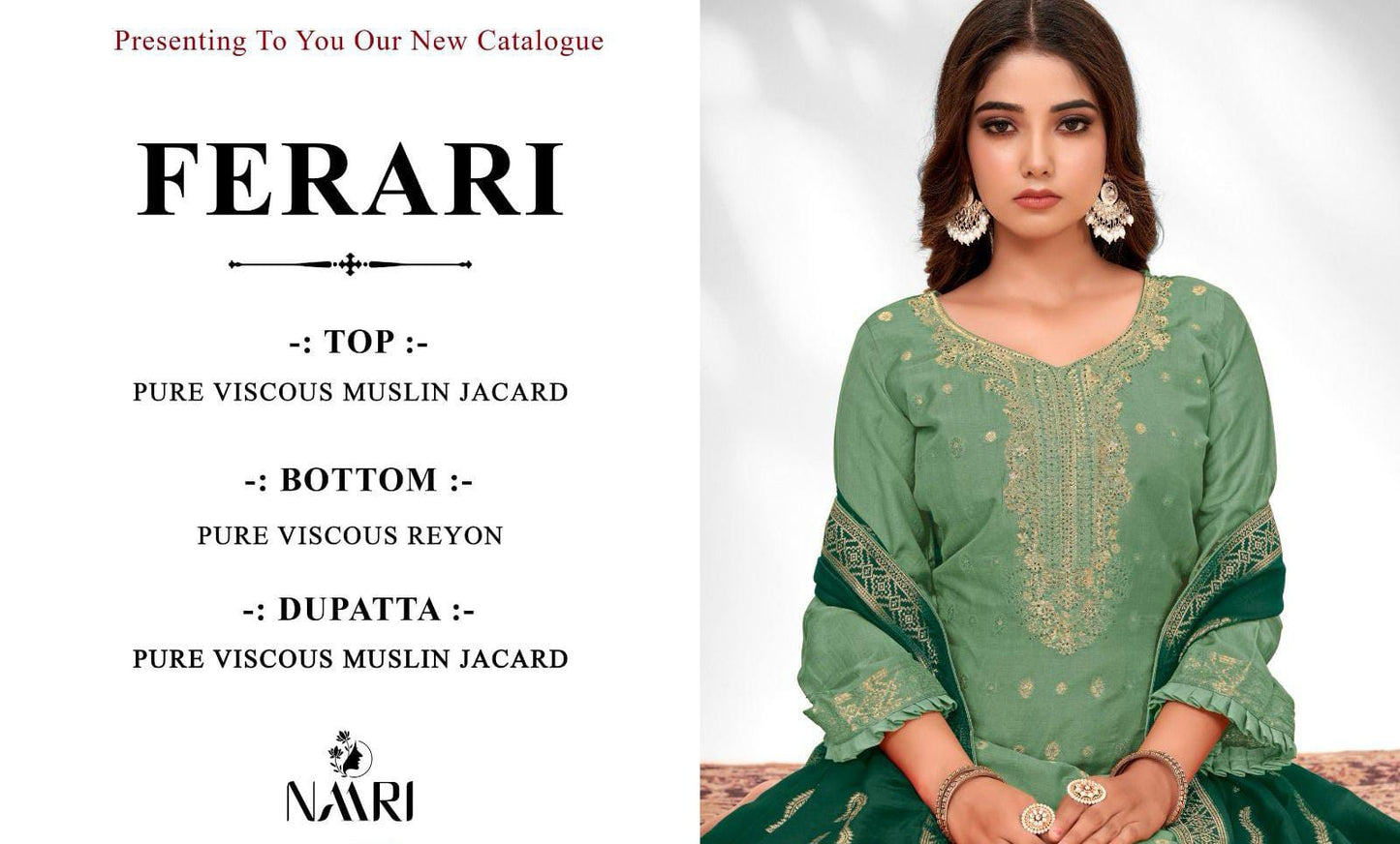 Ferari Naari Muslin Jacquard Pant Style Suits